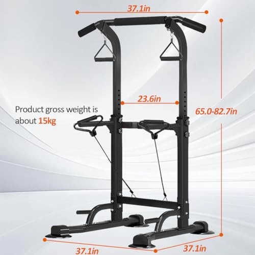 Power Tower Pull Up Dip Station Adjustable Height Multifunctional Home black