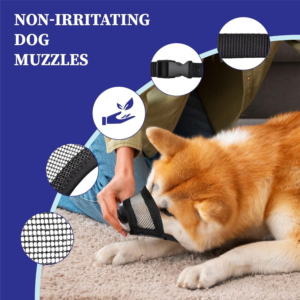 Dog Muzzle Large Dogs Air Mesh Muzzle Large Sized Dog Adjustable No Bark Dogs