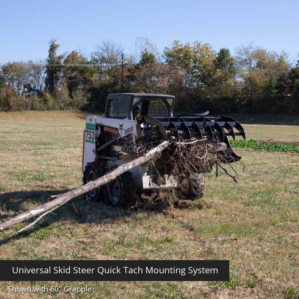 Titan Attachments 84in Clamshell Root Grapple Rake, Universal Skid Steer Mount