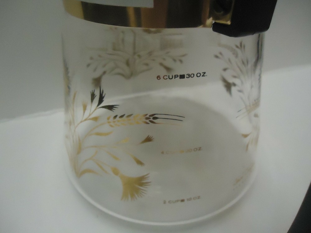 Vintage David Douglas 6 Cup Flameproof Ice Tea Maker Gold Wheat Thistle Pattern