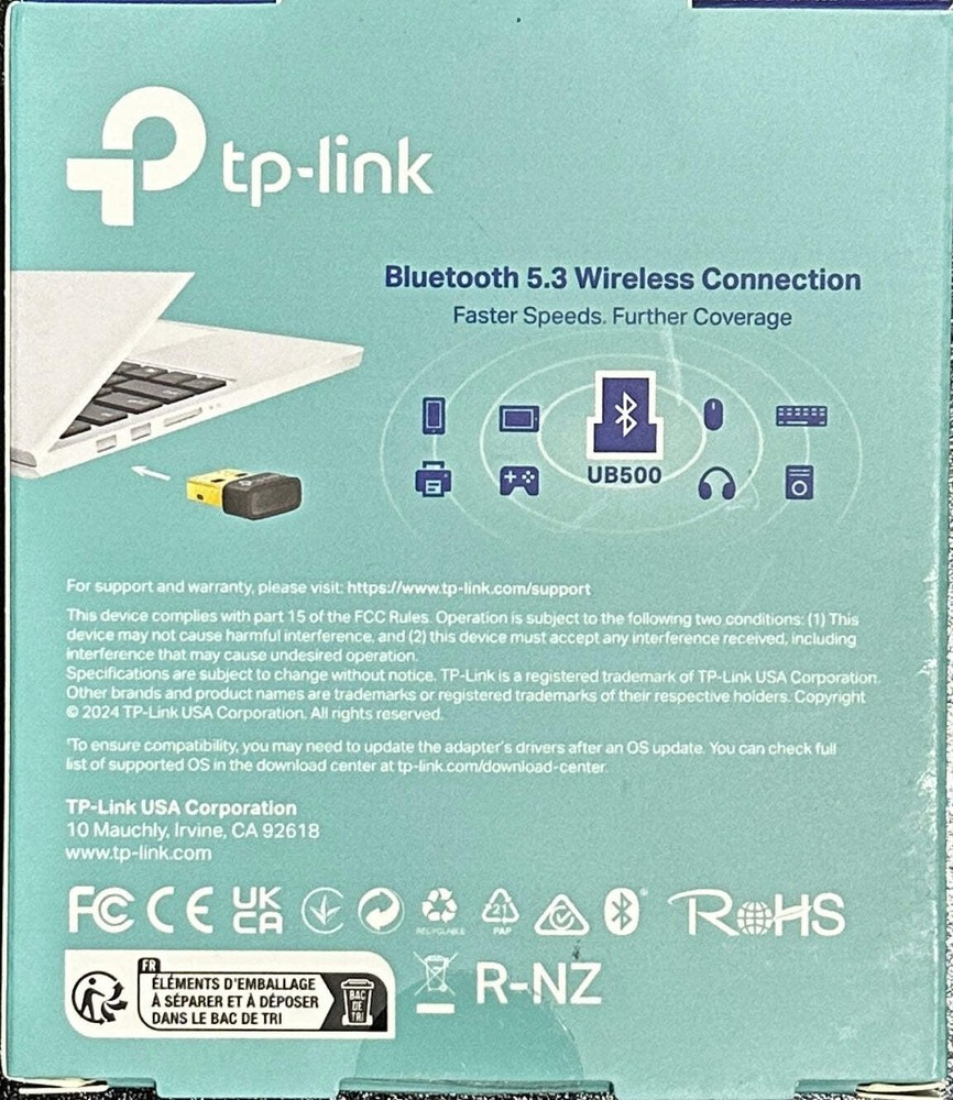 TP-Link UB500 Bluetooth 5.3 Wireless USB Dongle Adapter for PC Computer/XBox/PS4