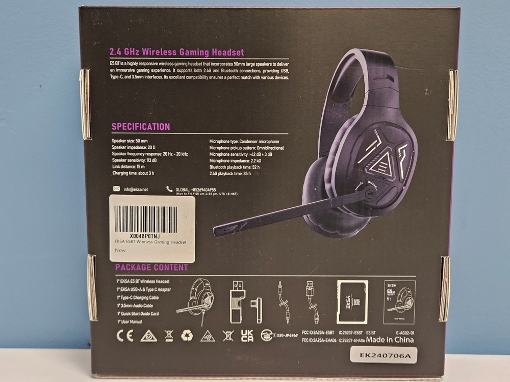 EKSA E5BT 2.4 GHz Wireless Gaming Headset Dongle, Bluetooth, or Wire - New