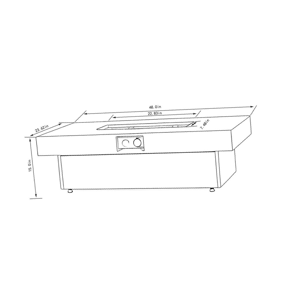 Outdoor Firepit Table, 48 x 24 Inch Rectangle Fire Pit Table, 50000 BTU