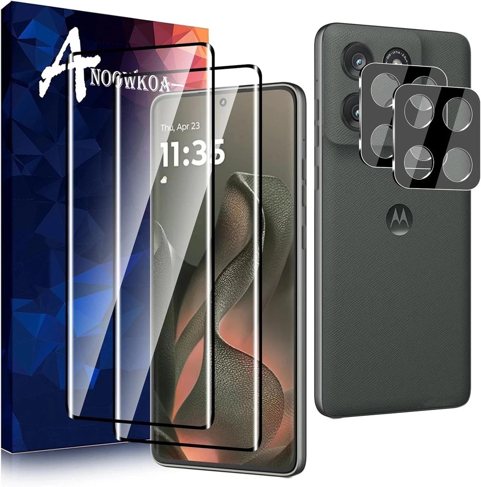 2 Pack 3D Screen Protector for Motorola Edge 2025 + 2 Pack Camera Lens Protector