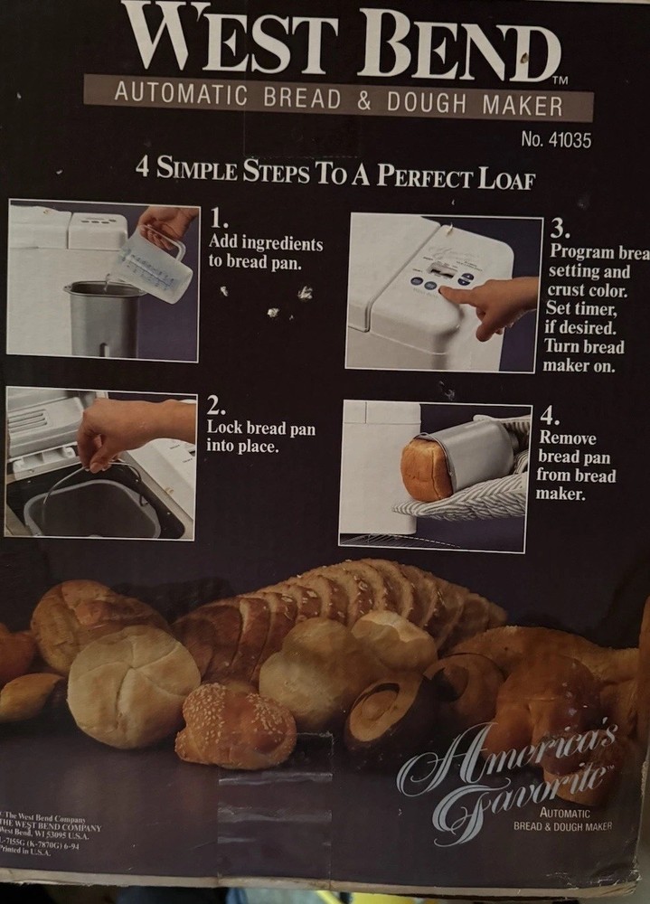 West Bend Automatic Bread & Dough Maker Machine Model 41035 Box Damage But New