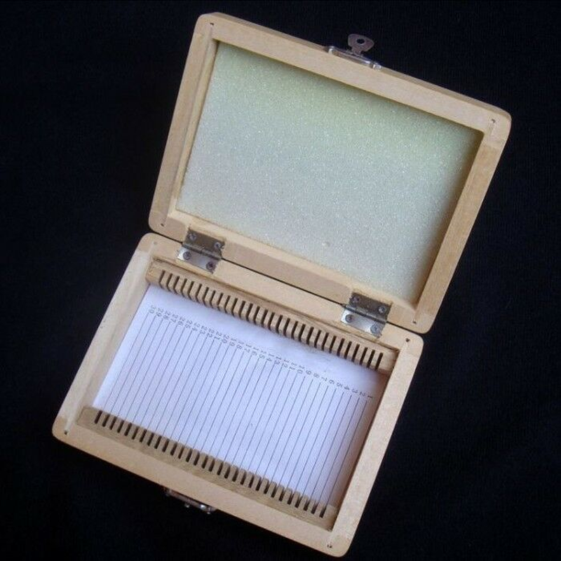 Wooden Microscope Slide Box Rectangle Hold Cabinet Slides Holder Case Storage