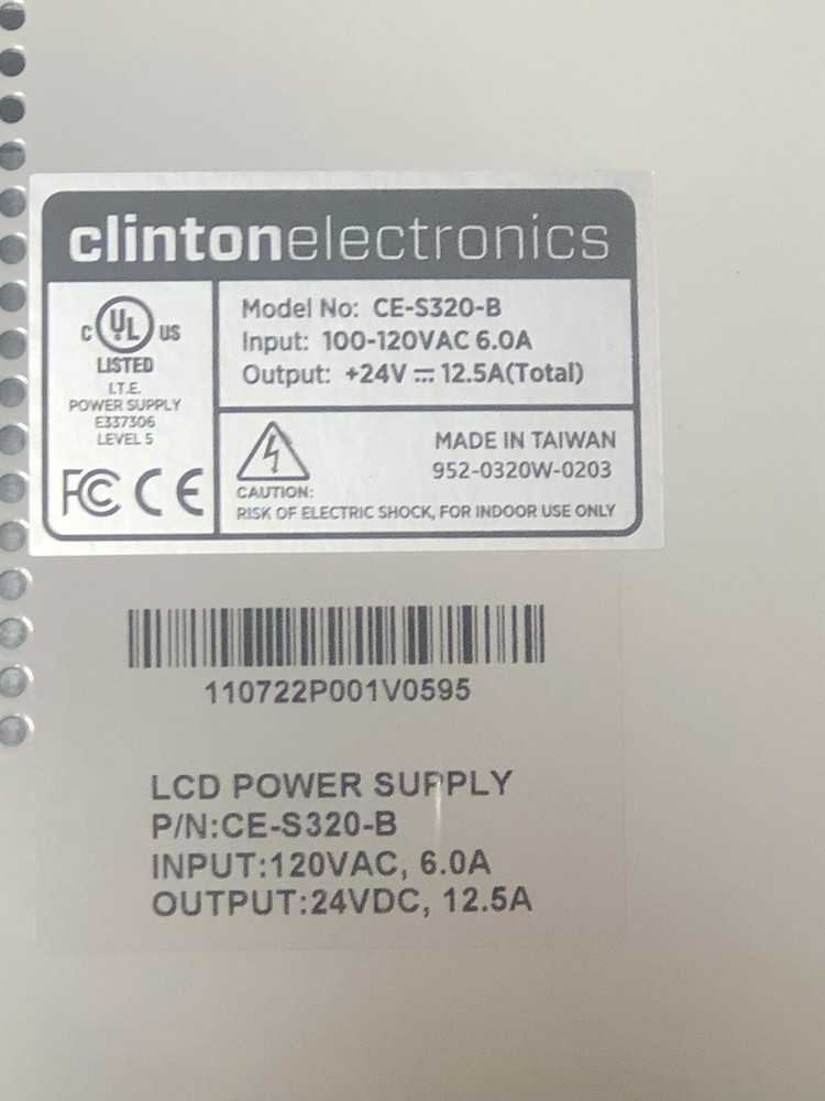 Clinton Electronics New Model CE-S320-B LED 24V Power Supply Unit