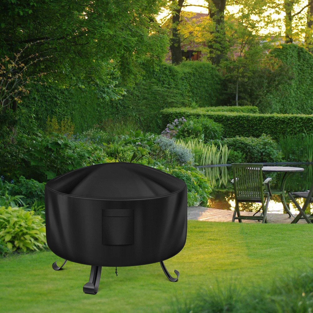 Fire Pit Cover Round for Fire Pit 22 – 34 Inch Full Coverage Fireplace Cover