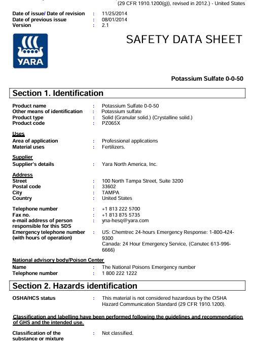 Potassium sulfate GRANULAR SOP Sulfate of Potassium Fertilizer 0-0-50 FAST SHIP