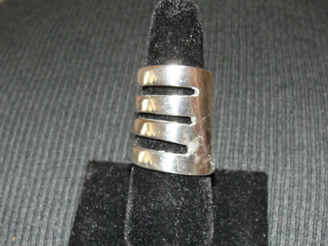 Sterling Silver Plated Brass Coil Fork Ring Alberto Juan