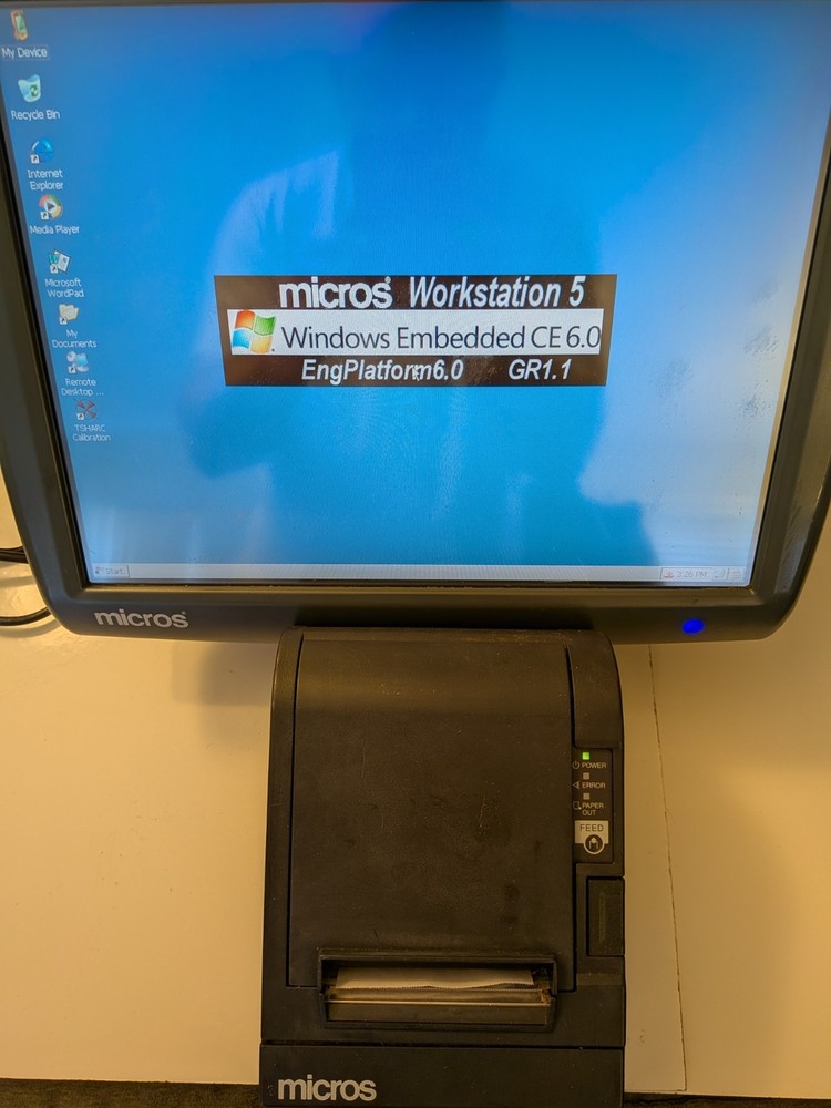 MICROS 5A POS Touchscreen Terminal, MICROS Stand, and Compatible Printer