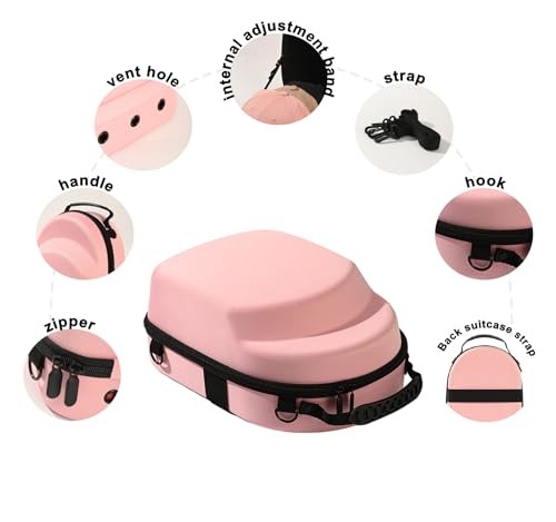 Pink hard hat box with handle and adjustable shoulder strap Pink/Rectangular
