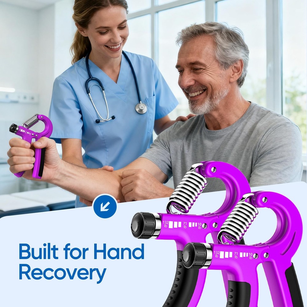 FitBeast Grip Strength Trainer 2 Pack – Adjustable Hand Purple