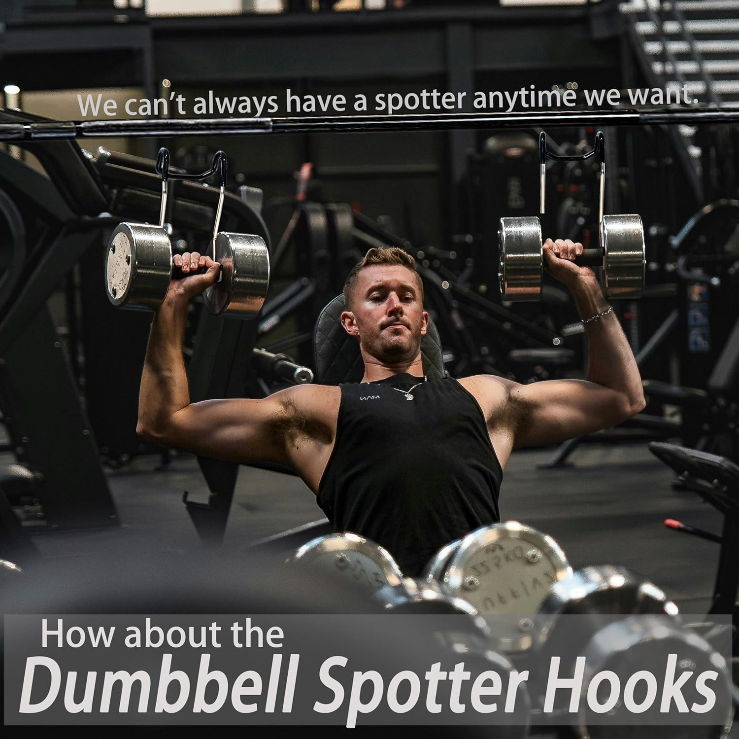 Set of 2 Dumbbell Spotter Hooks - Strength Performance - Barbells Safety Hanger
