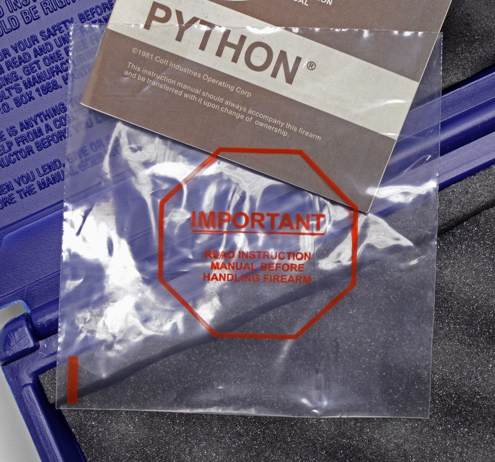 Colt Python Anaconda Diamondback 1911 Plastic Manual Sleeve