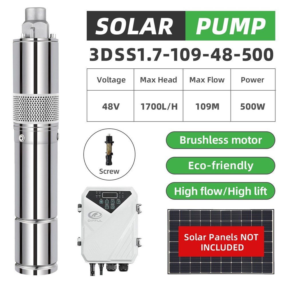 [Replacement Pump Only] 3” 500W Screw Solar Bore Well Pump Without Controller