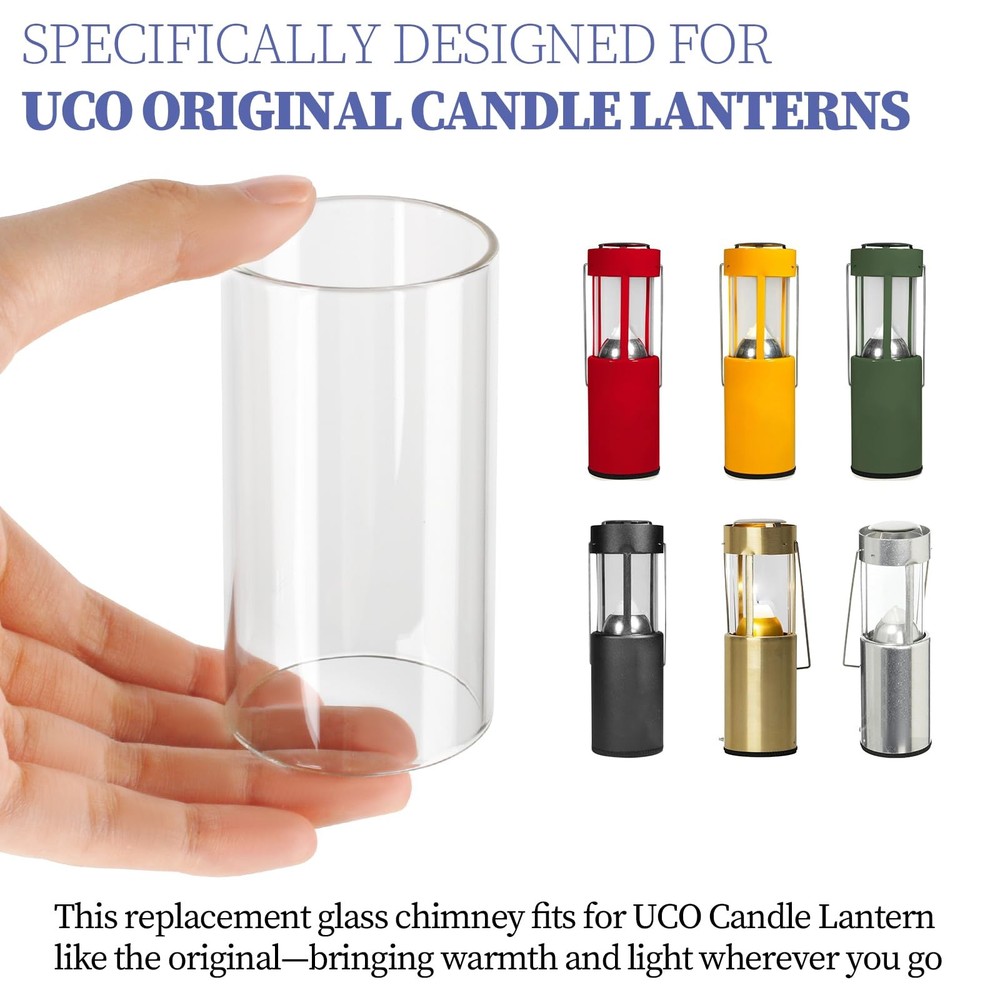 2-Pack Compatible Replacement Glass Chimney for UCO Candle Lantern, Durable &...