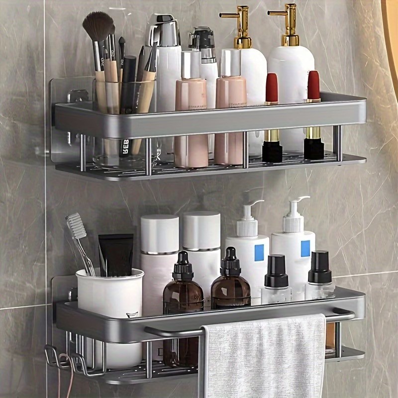 Two-Tier Rust-Resistant Wall-Mounted Shower Basket Set