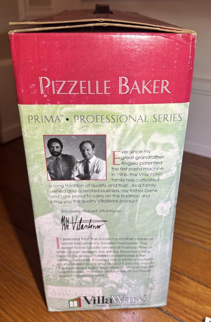 VillaWare Pizzelle Baker Italian Cookie Maker 5000-NS Prima Professional NEW