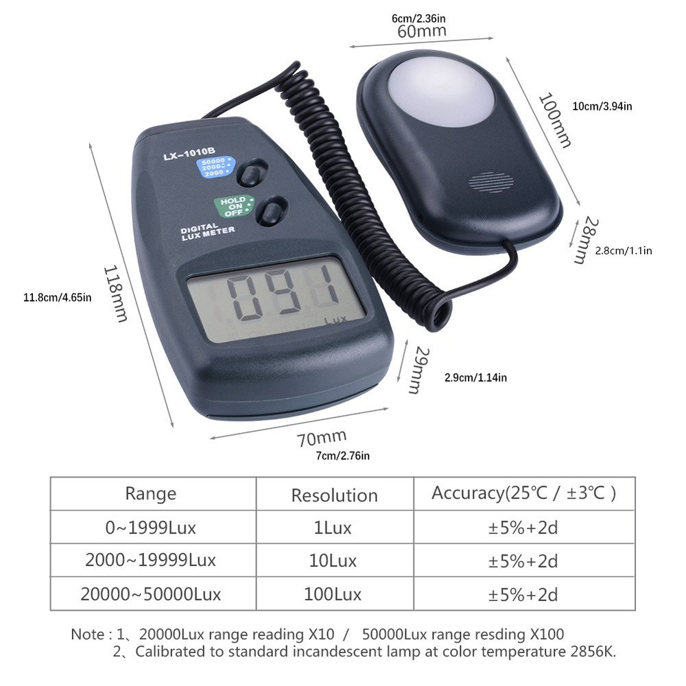 LCD Lux Digital Light Meter Luxmeter 3 Range LX-1010B illuminance Meter Tool