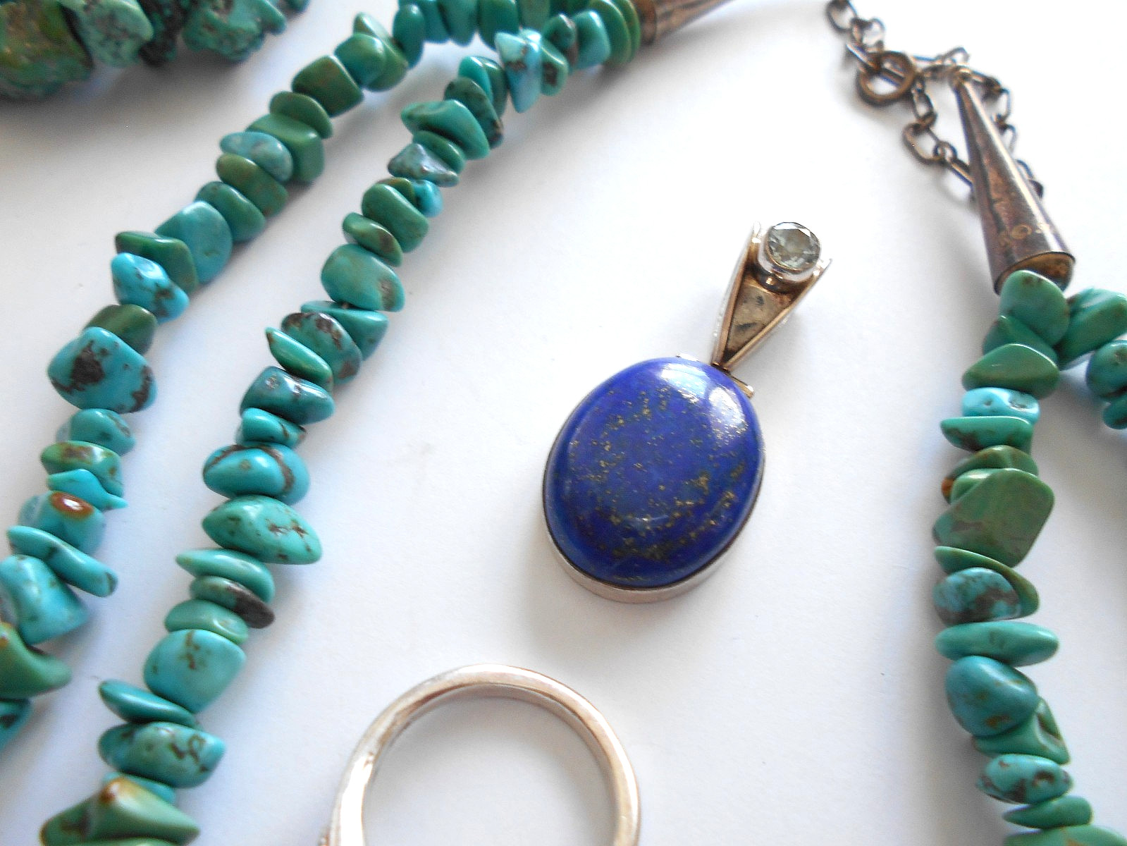 Lot of 8 Pieces Sterling Turquoise, Lapis, Larimar Jewelry Lot #5 130 Grams