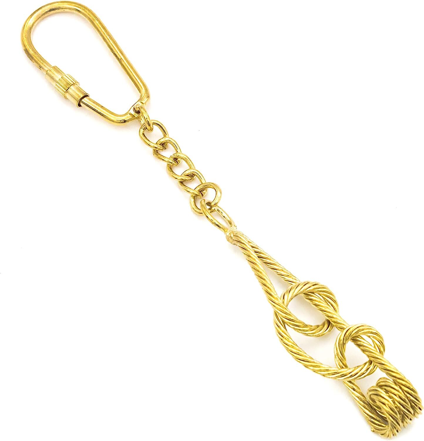 Knotted Key Chain Nautical Solid Brass Carabiner Split Ring Pirate Maritime Gift