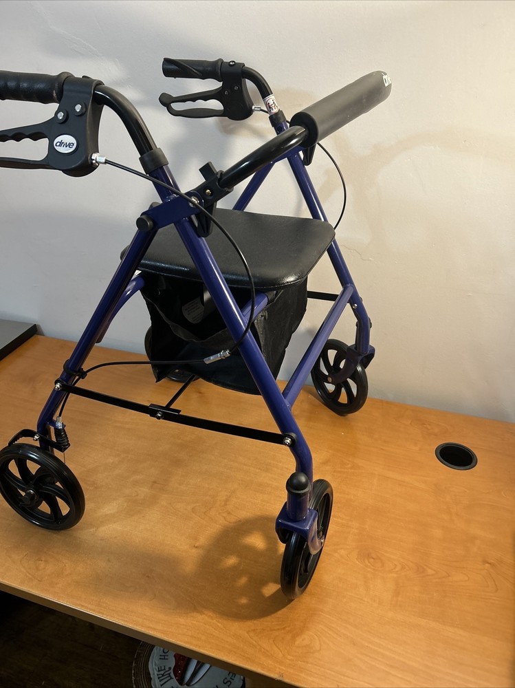 Rollator Walker Drive Medical 4-Wheel With Seat & Removable Back Support - Blue