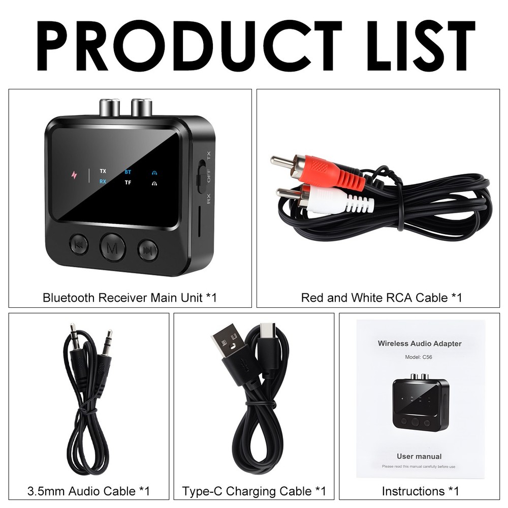 Bluetooth 5.4 Wireless Transmitter Receiver HiFi Audio Music Adapter AUX RCA ..
