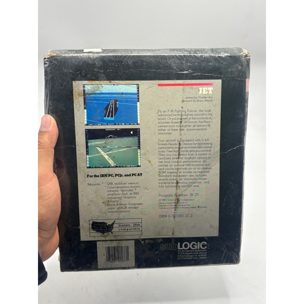 SubLogic JET Version 2.0 Flight Simulator Game for IBM PC PCJr and PC AT