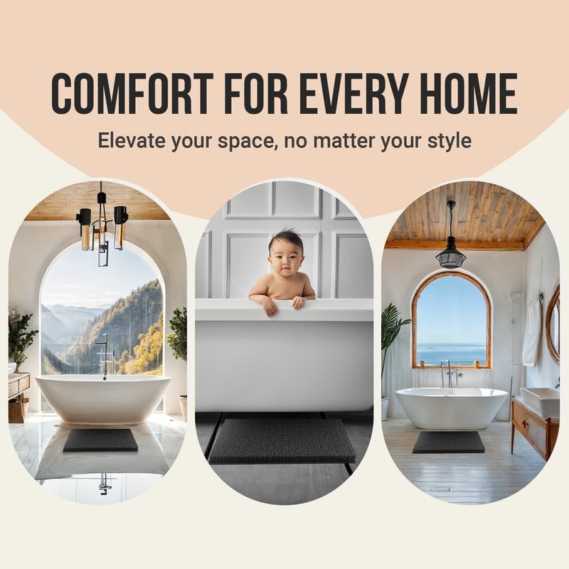Chenille Bath Mats, Plush Absorbent Bath Mats Quick Dry, Soft Machine Washab...