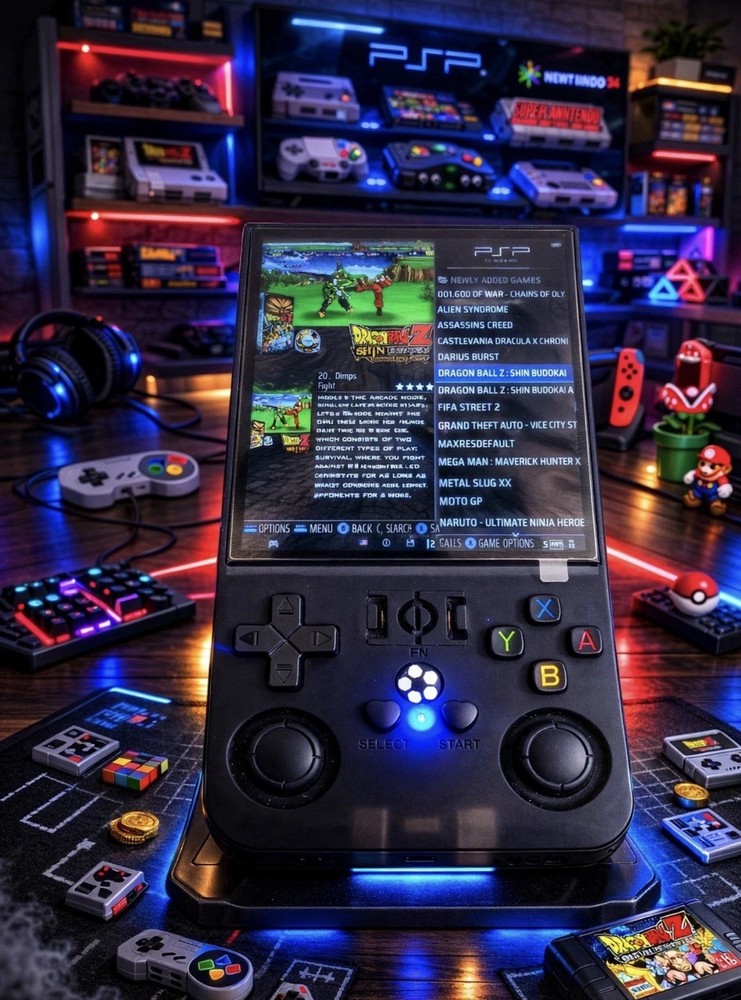 R36Max Open Source Handheld Game Console, Black, USB-C Connectivity