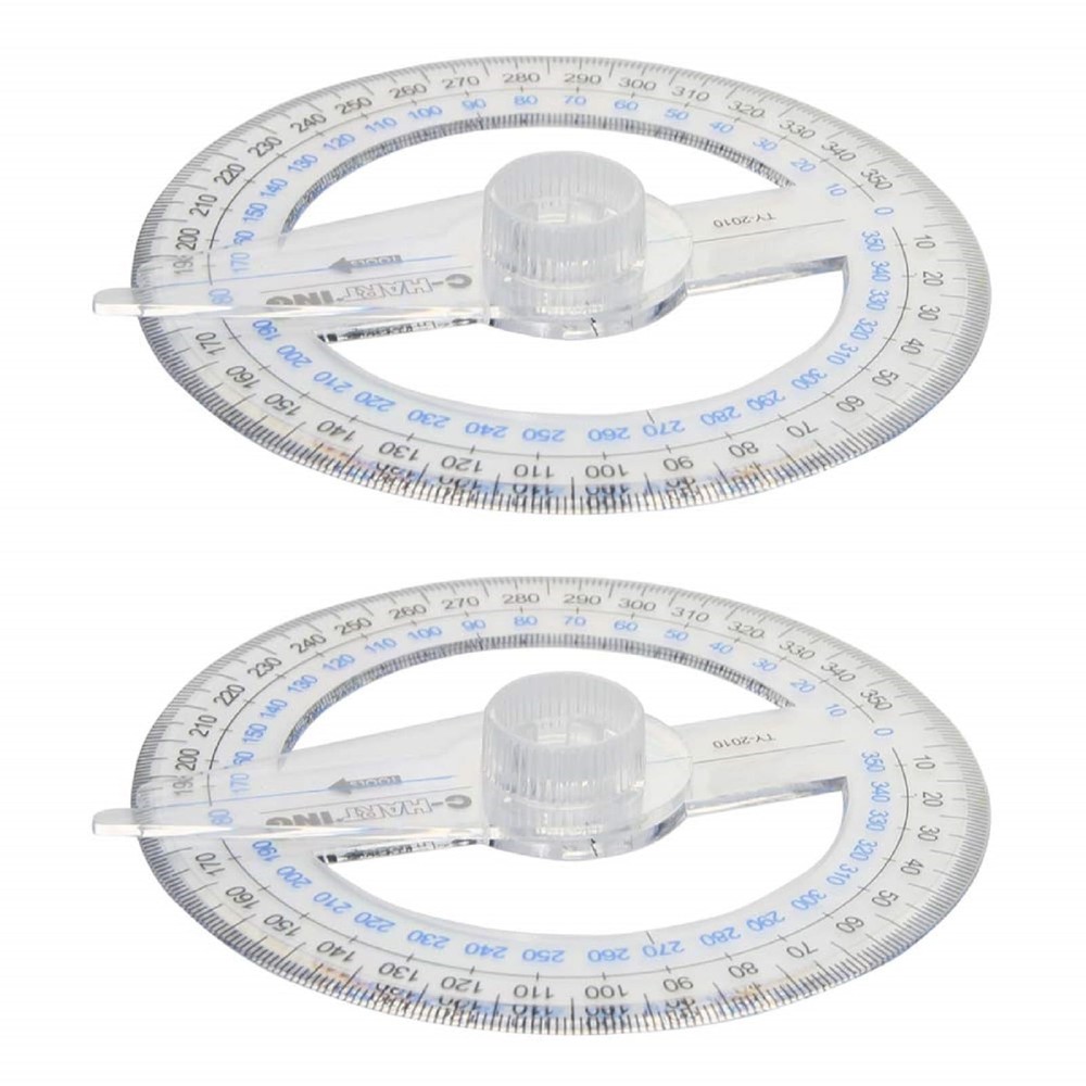 2 PCS 360 Degree Swing Arm Protractor Plastic Circle Ruler Measuring Tool