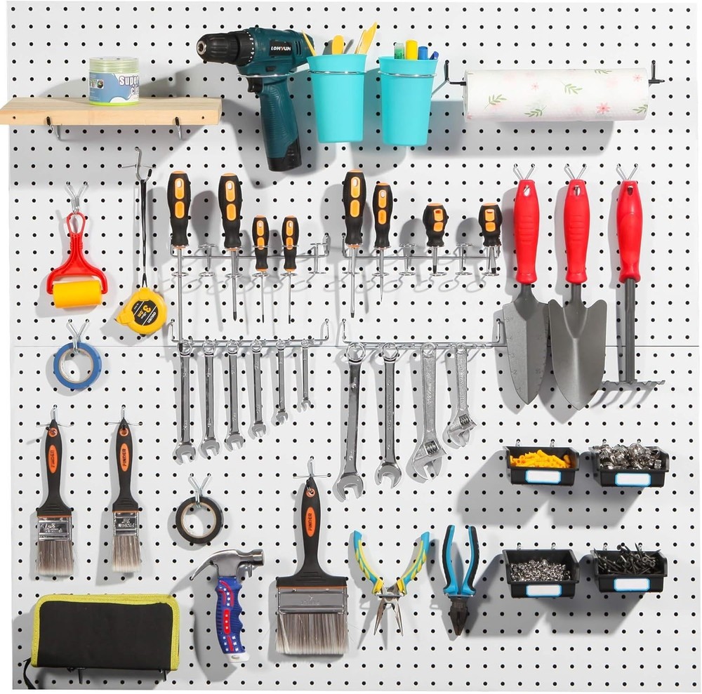 Pegboard Hooks Assortment, for Organizing Various Tools, with Pegboard Bins, ...