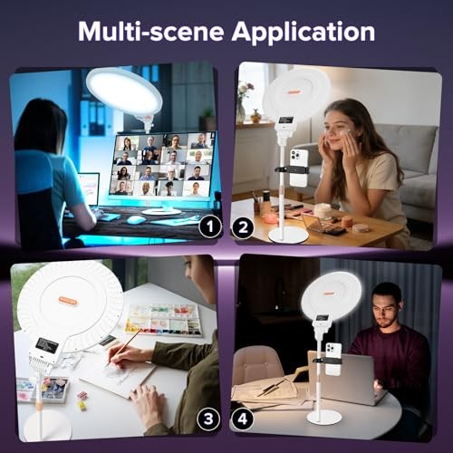 12" Large Ring Light with Stand, 7000K Full-Screen Selfie Light Ring with