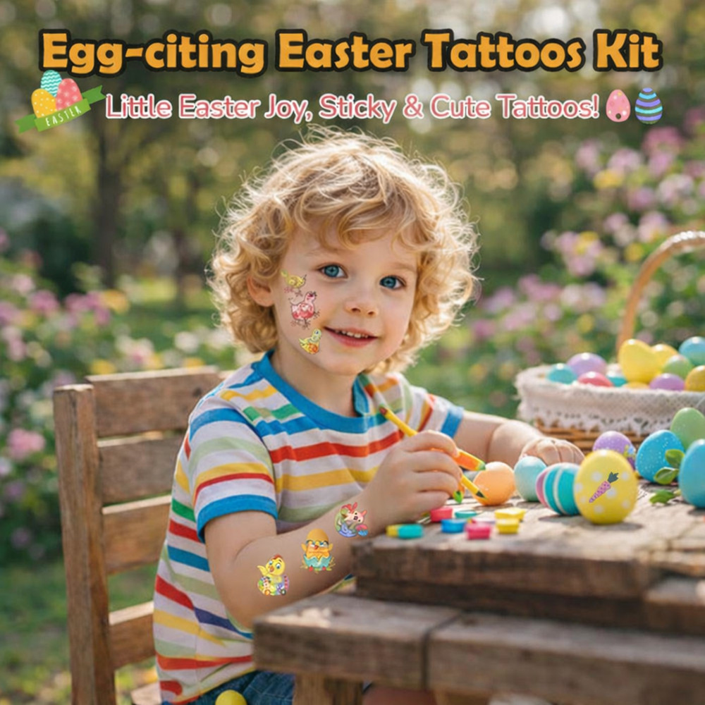 10 Sheets Easter Temporary Tattoos for Kids Men Women, 36 Sheets Easter Egg and
