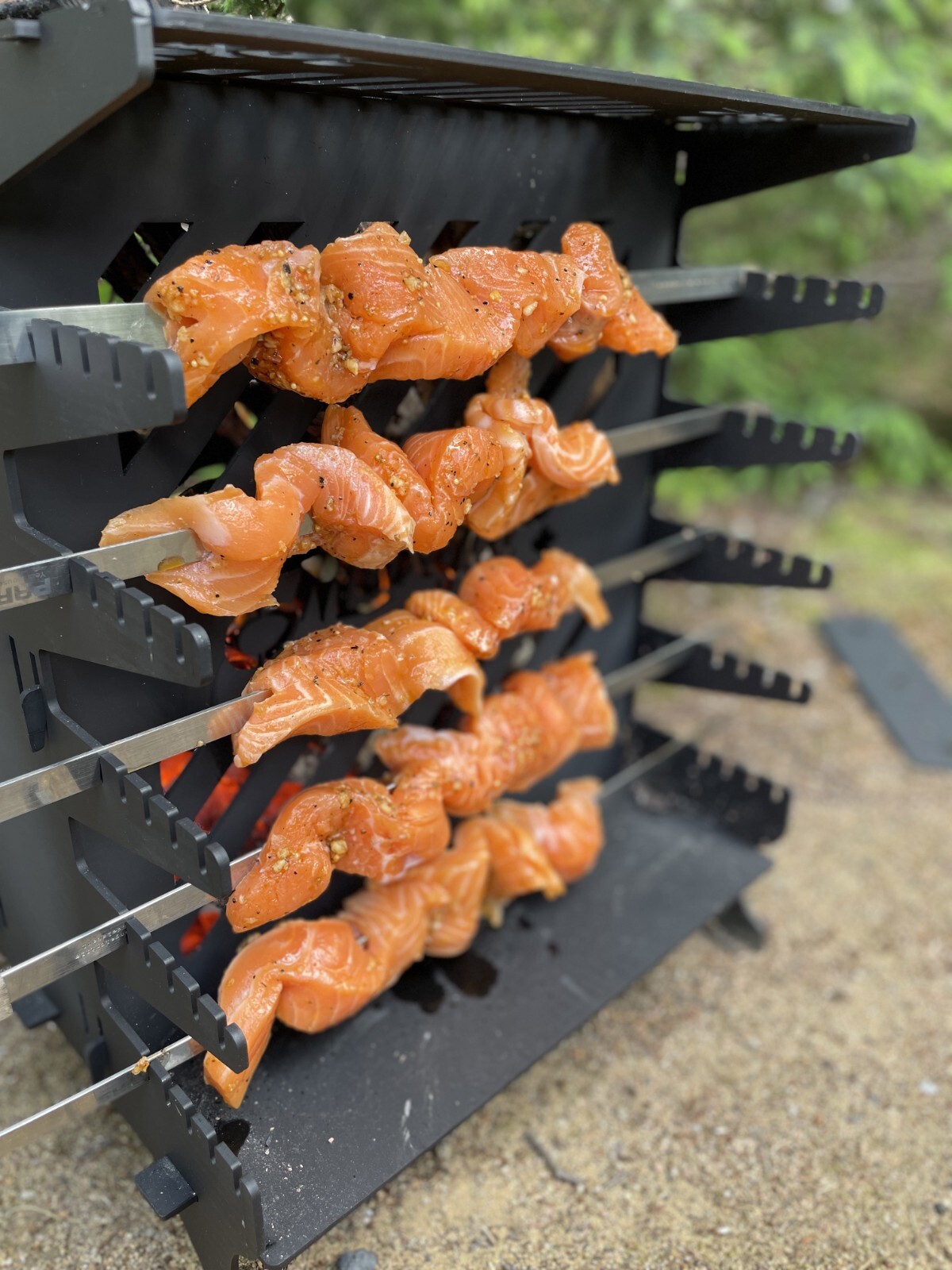 Vertical Charcoal Grill Kebab BBQ Portable Mangal 10 FREE Skewers Heavy Duty 4mm