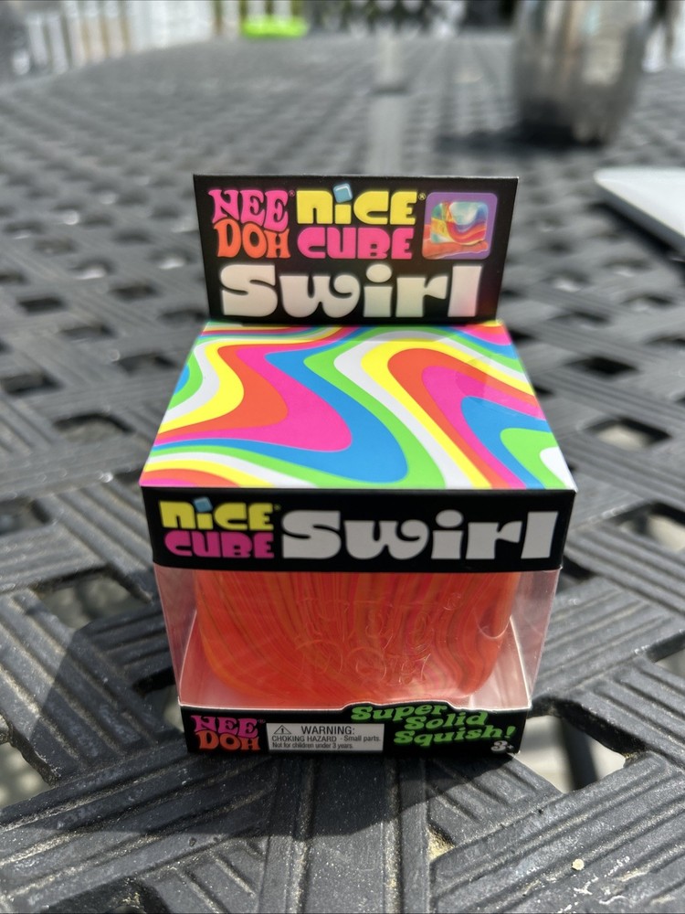 ORANGE Schylling NeeDoh Nice Cube Swirl. Super Solid Squish AUTHENTIC
