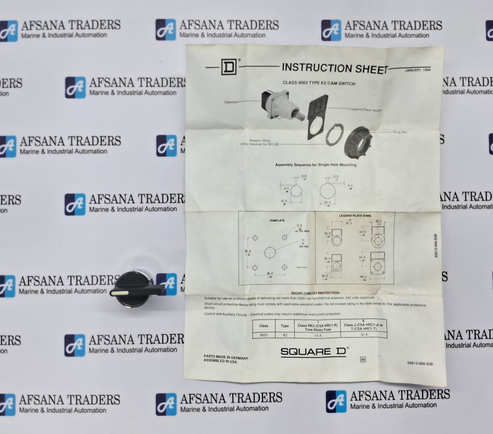 SQUARE D 65013-008-93B SELECTOR SWITCH