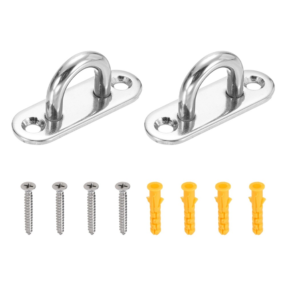 2Pcs M5 Eyelet Bracket Set Elliptic Hook Plate and Hook, Silver