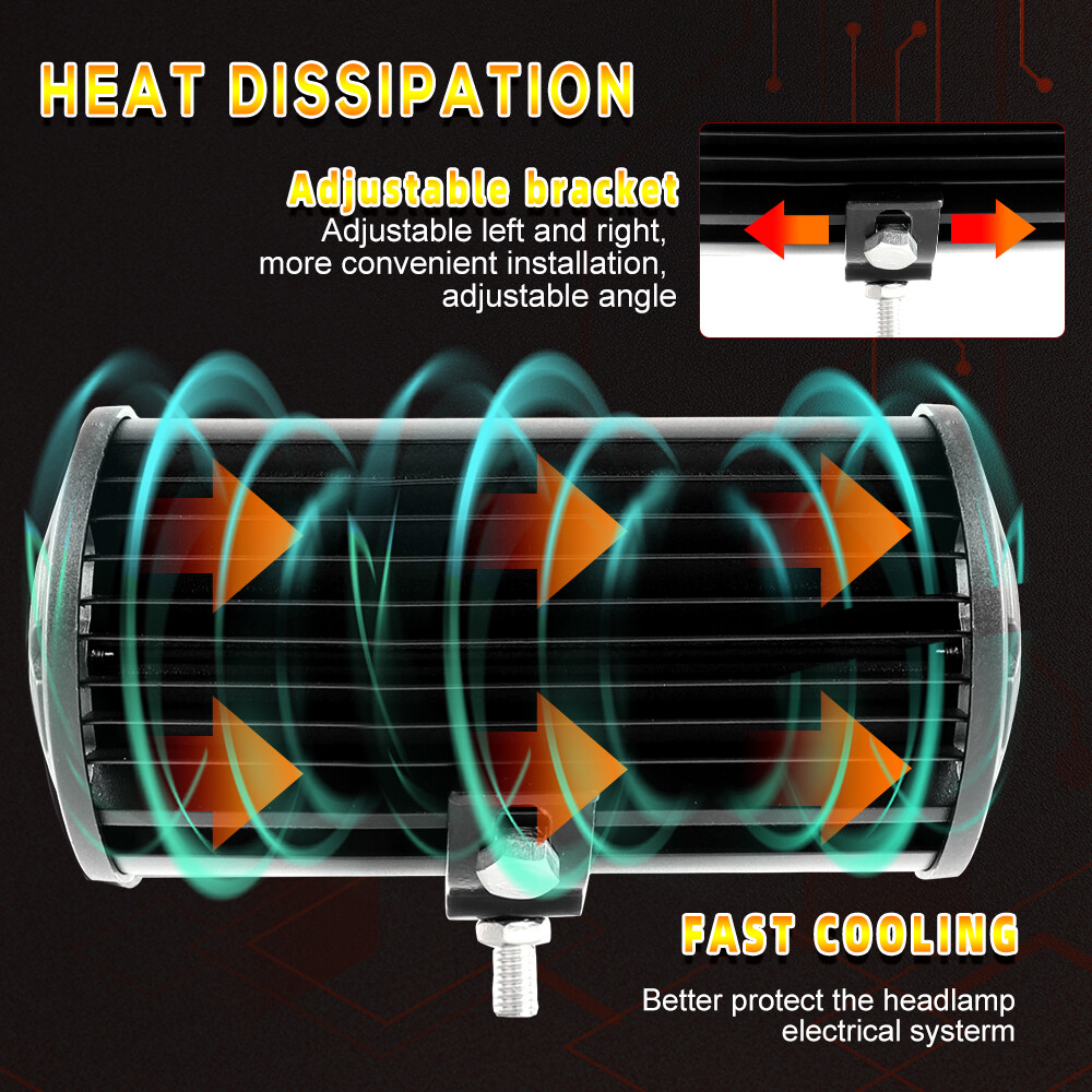 2PCS 6inch LED Work Light Bar Flood Spot For Boat Fishing Boating Night Fog Lamp