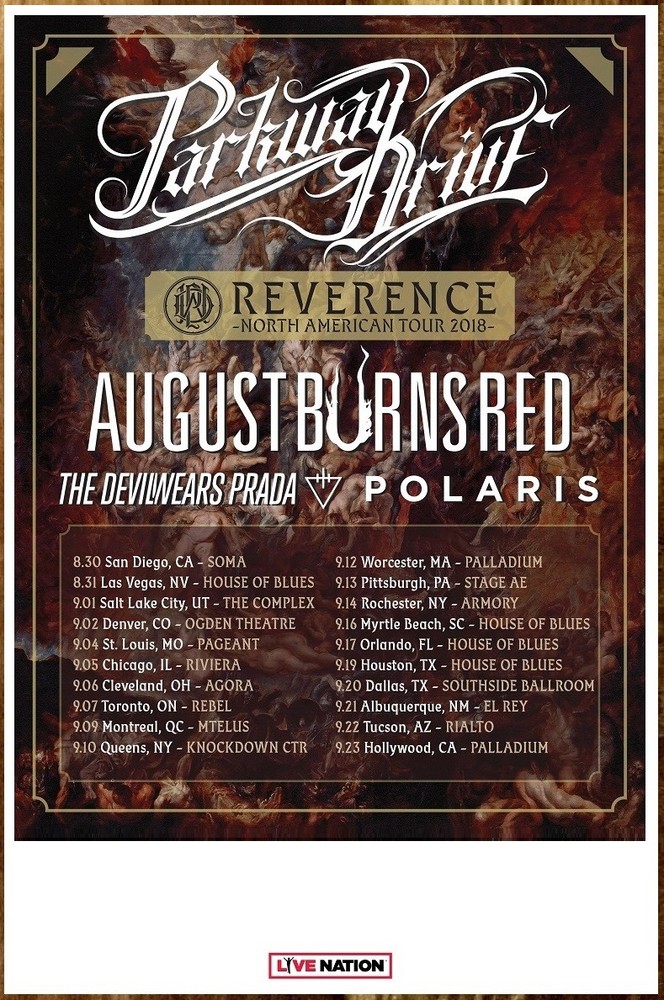 PARKWAY DRIVE | AUGUST BURNS RED Reverence 2018 Ltd Ed New RARE Tour Poster!