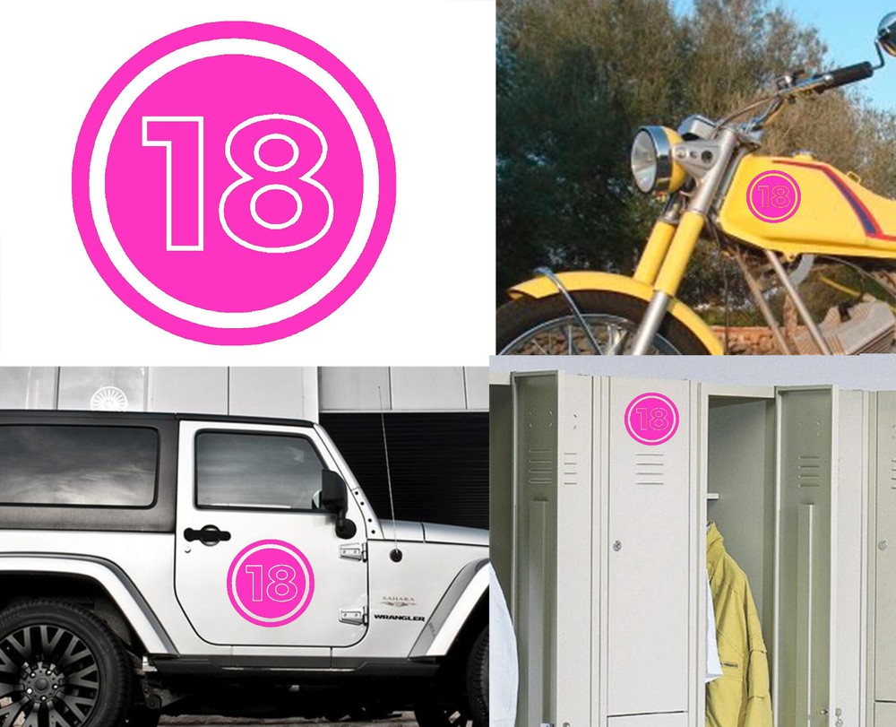 Number 18, Sticker Cut Vinyl Version v02b