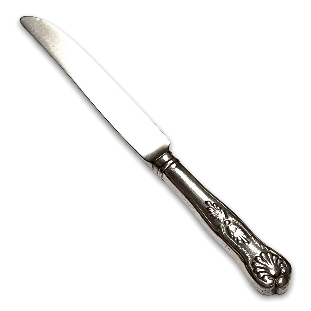 Kings Silver Plate Dinner Knife Flatware Glossy Shell Tip 8 3/8