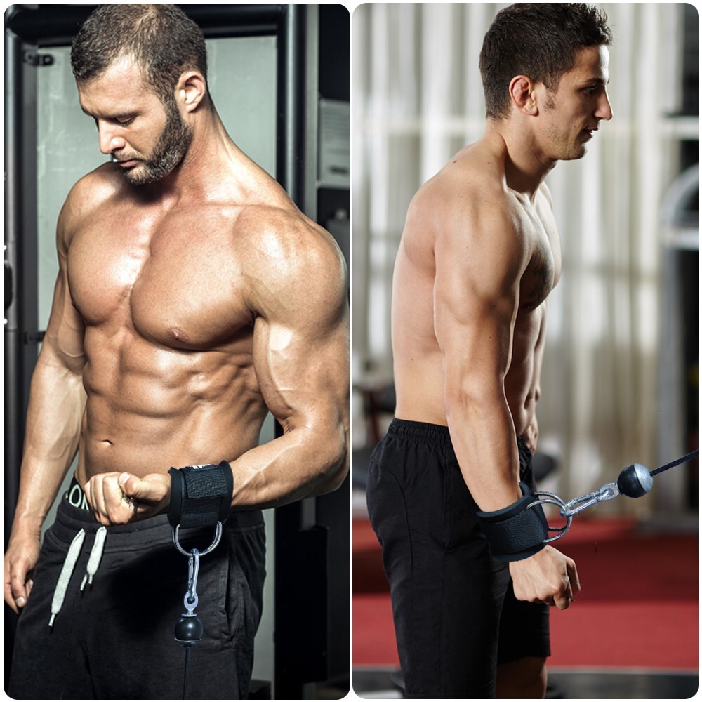 Adjustable Wrist Cuffs Straps with Dual D-Rings for Cable Machine Workouts