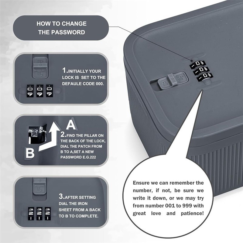 Lockable Storage Box W/ Mechanical Code Lock Valuables Medicines Food Organizer