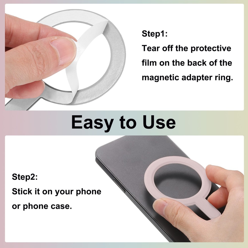 3Pcs Magnetic Adapter Ring, Leather Magnetic Sticker Ring, Pink