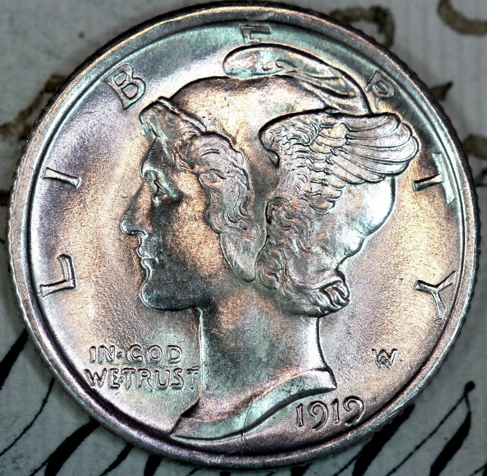 1919-D PRISTINE+ GEM BU MS MERCURY SILVER DIME DC174 FROM MATTHEWS HOARD