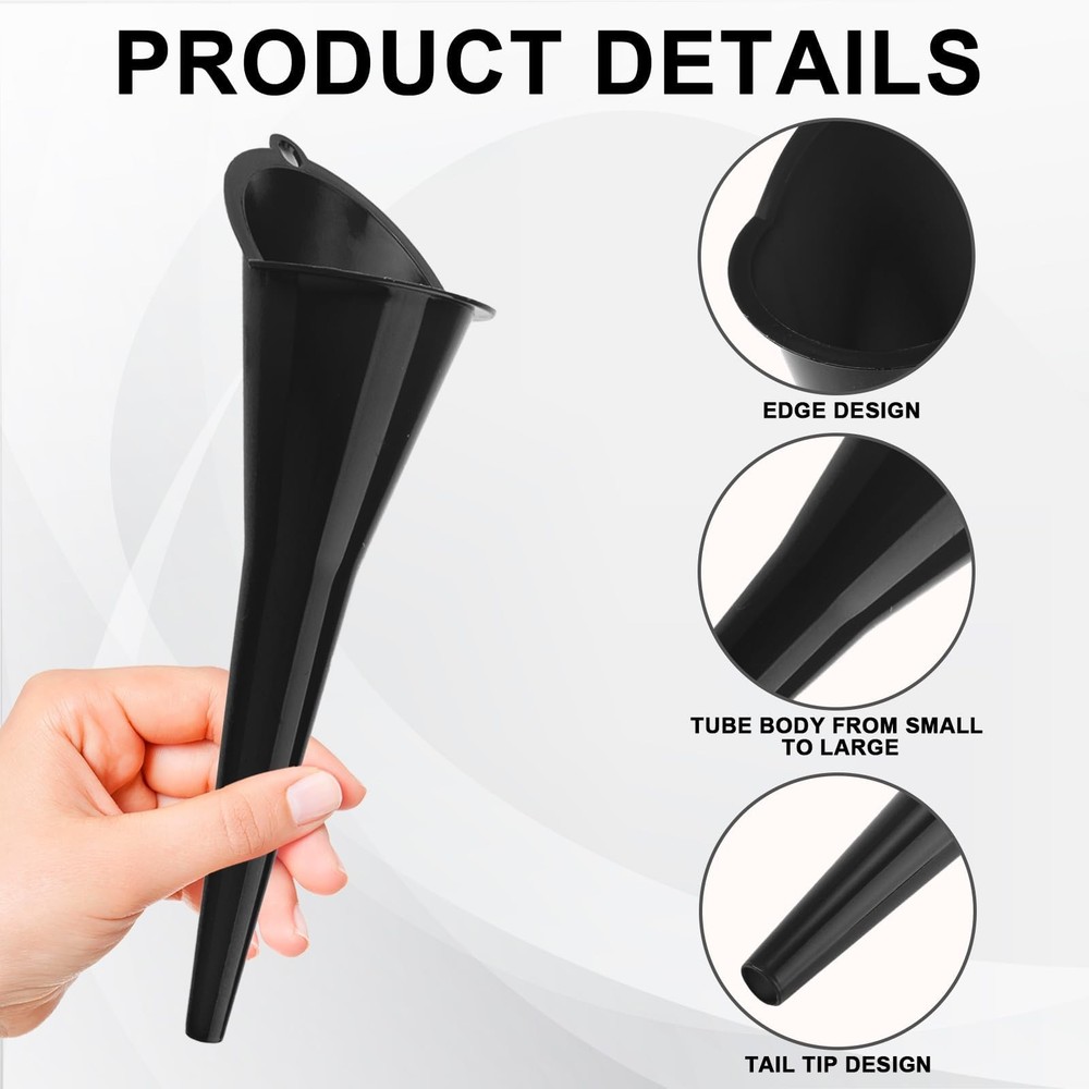 Long-Neck Oil Funnel for Automotive – Multi-Function Plastic Black (1-Pack)