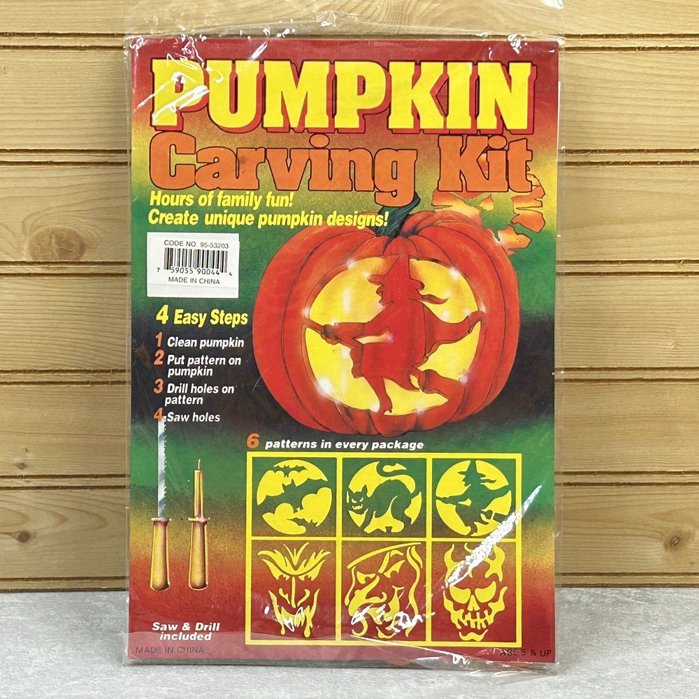 Pumpkin Carving Kit 6 Patterns Pattern with Saw Drill Halloween Fun