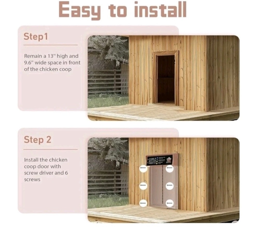 IBKINXX Automatic Chicken Coop Door Solar Powered with Timer & Light Sensor L...